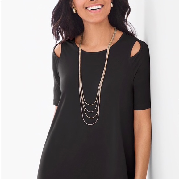 black peek a boo shoulder tops